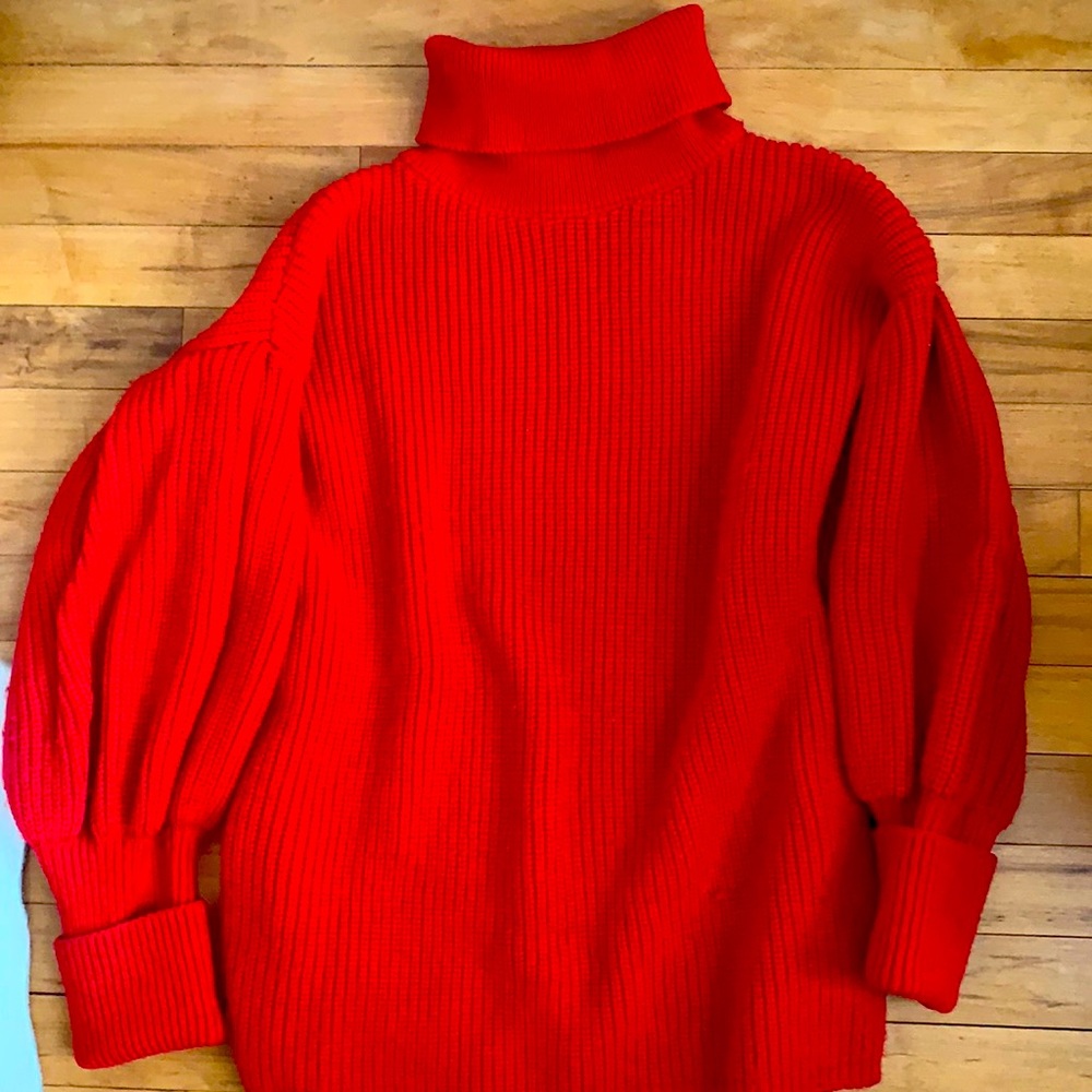 Top shop puff sleeve turtleneck sweater